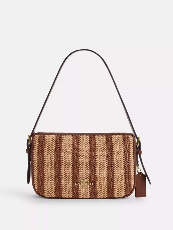 Coach Handbags - NWT! Coach Kailey Brown Striped Straw Shoulder Bag cbg89